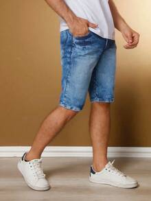 Men's Denim Bermuda Shorts, No Rips, Summer Fashion, 100% Premium Line, Spring And Summer - LAVAGEM JEANS 005 - View 2