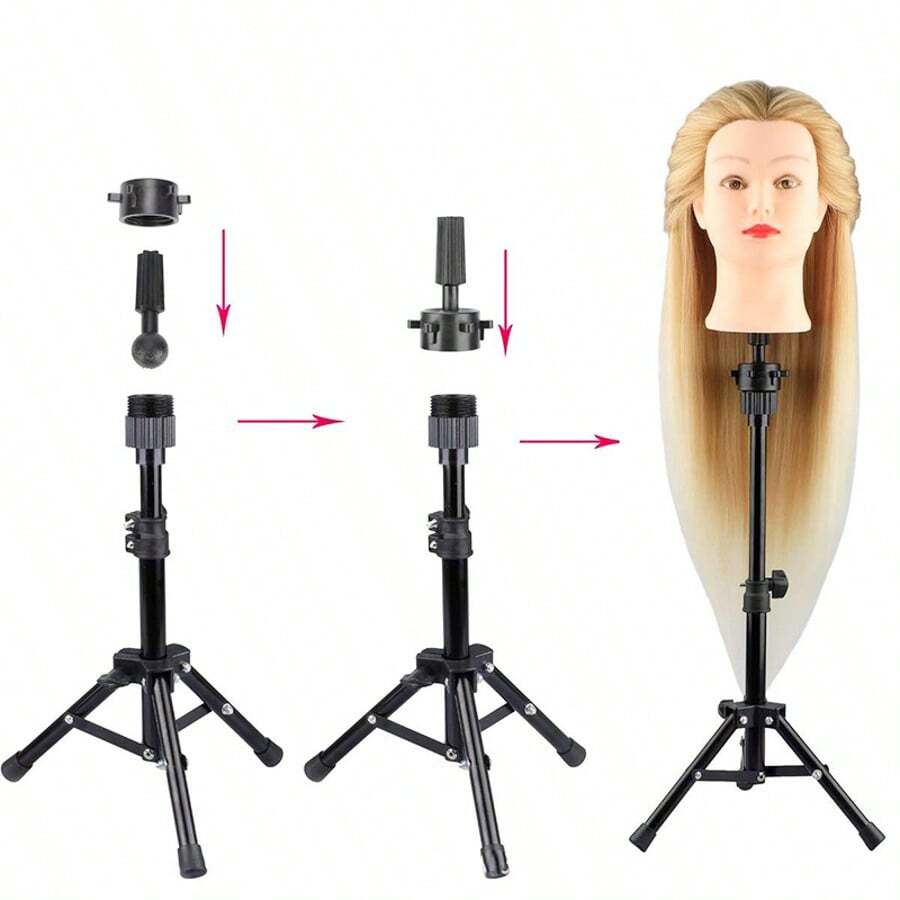 22 Inch Adjustable Mannequin Head Stand Wig Head Stand For Training Heads And Canvas Block Head (Mannequin Head Not Included) - 黑色 - 查看 1