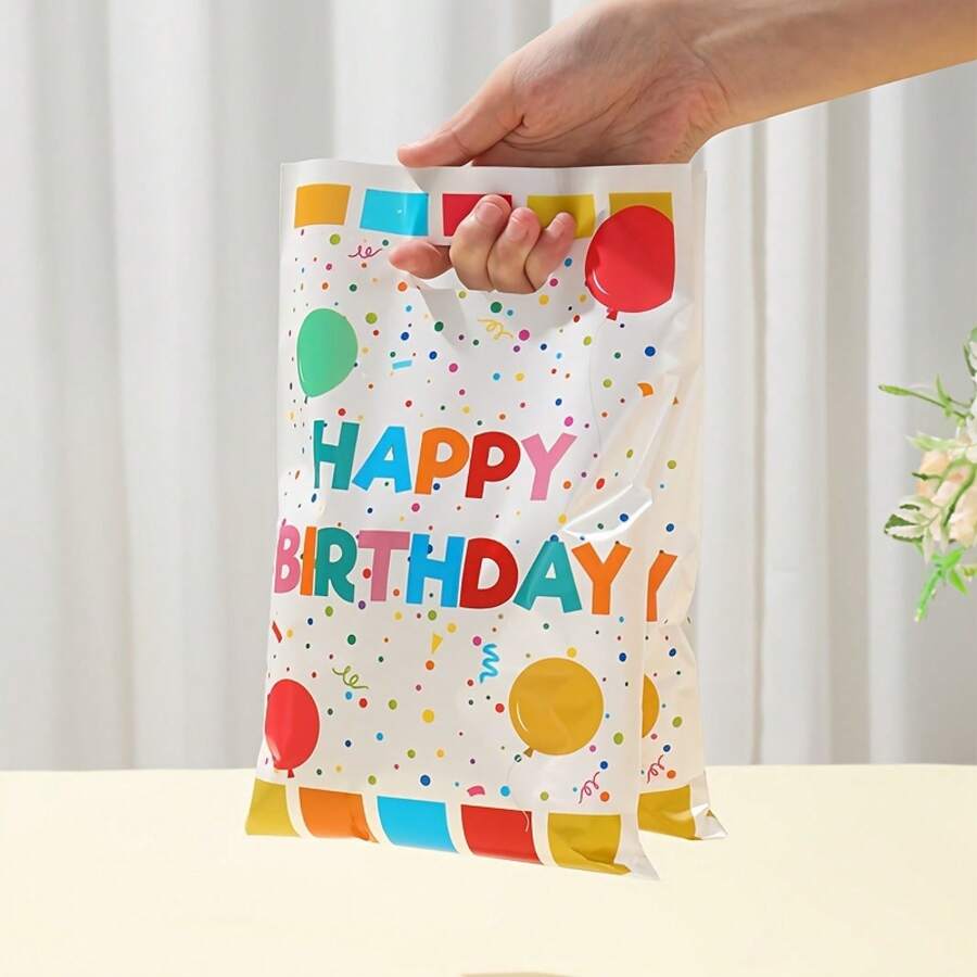 10 Pieces, Birthday Theme Gift Bags, Colorful Dot Pattern Handbags, Happy Birthday Handheld Bags, Birthday Party Decorations, Birthday Party Supplies, Baby Shower Party Decoration Gift Packaging Bags Valentine's Day Gift - 彩色 - 查看 1