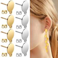 KMEOSCH 20/24pcs Stainless Steel Curved Pierced Earring Studs, Geometric Design With Earring Backs, Gold/Silver Color, DIY Earring Accessory Set, DIY Jewelry Making Supplies - Carrying Pole Earrings - View 8