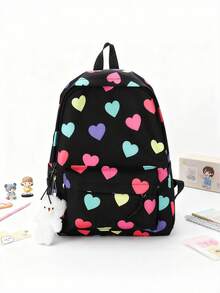 Mochila nueva de moda con diseño de corazón, incluye accesorios - Multicolor - Ver 2