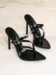 Women's Sexy One-Strap Open Toe Stiletto High Heel Sandals - Black - View 4