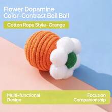 耐用猫咪磨牙玩具，带铃铛，互动式自玩球 - 彩色 - 查看 14