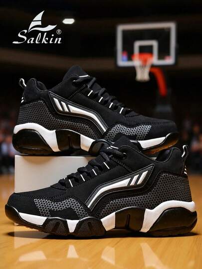 Salkin New Men's Sports Shoes Basketball Training Shoes, Affordable Brand-Like Lace-Up, Suede-Like Soft & Comfortable Breathable Uppers, Shock-Absorbing Bounce-Back Non-Slip Rubber Outsole, Casual Sneakers For Running, Walking, Outdoor Wear, Suitable For All Seasons And Holidays. Note: Runs Large, Suggest Ordering One Size Down, Great For Casual Jeans Sports Style.