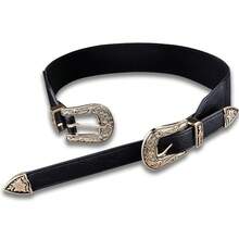 Barry.Wang Rhinestone Belts For Women Silver Gold Bling Belt Diamond Crystal Studded For Jeans Dress Bridal Christmas - GoldDoubleBuckle - View 7