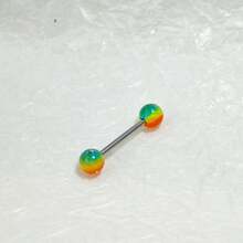 彩色亚克力三孔舌钉，钛钢外螺纹，独特舌环 - 彩色三拼壓克力舌釘 - 查看 4