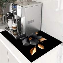 1pc 3D Flower Pattern Absorbent Drying Mat, Kitchen Decor Coffee Machine Mat, Handmade Coffee Pot Draining Pad, Kitchen Floor Mat, Dining Table Mat, Kitchen Counter Dish Drying Mat, Breakfast Mat, Anti-Slip Heat Resistant Draining Mat, Diatomite Draining Mat, Hides Stains, Super Absorbent Kitchen Mat, Easy To Clean Dish Rack Mat, Suitable For Kitchen, Dining Table, Cafe, Bar, Holidays, Parties, Home Decor, Holiday Gifts - Multicolor - View 5