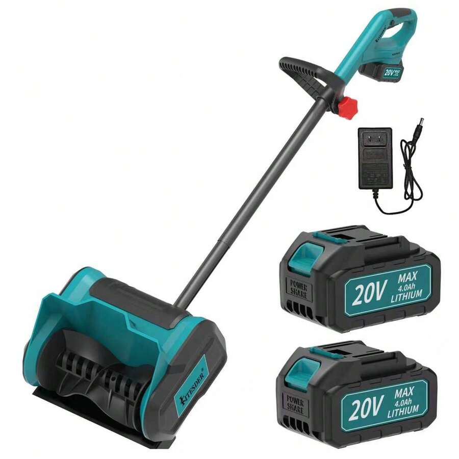 Cordless Snow Shovel, 13" Electric Snow Blower 20V, With 4 Ah Battery And Charger, 300lb/Min Snow Removal, 19FT Throw Distance, Lightweight 12lb For Driveway/Steps/Patio/Sidewalk,Tools For Men - 藍色雙電池 - 查看 1