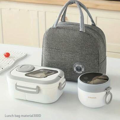 Portable Lunch Set, Large Capacity Lunch Bag Set, Foldable Aluminum Foil Tote Bag, Lunch Box, Breakfast Cup, Suitable For Travel, Work, School, Outdoor, Picnic, Student Supplies, Lunch Box, Bento Box, Lunch Bag