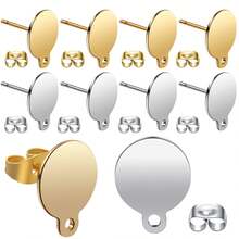 KMEOSCH 20/24pcs Stainless Steel Curved Pierced Earring Studs, Geometric Design With Earring Backs, Gold/Silver Color, DIY Earring Accessory Set, DIY Jewelry Making Supplies - Carrying Pole Earrings - View 2