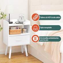 buros para recamaraFL FASION LEADER Mesita de Noce con caon de Madera mesita de Noce Moderna mesitas de Noce mesitas de Noce de Mediados de  con Estante de Almacenamiento Abio mesita de Noce Blancoburos para recamara - Blanco - Ver 4