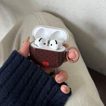 Minimalist High-End Brown Base Black Polka Dot Earphone Case With Hanging Ring, Compatible With Airpods Pro 2, Cute Apple 4 Minimalist 3 New 1/2 Generation Women Earphone Case Protective Cover - Brown - View 4