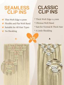 DOORES Seamless PU Clip-In 7pcs 110g Human Hair Extensions, Ash Blonde To Gold And Platinum Blonde, 100% Real Human Hair, Invisible Comfortable Natural Blend Premium Virgin Hair, Easy To Wear - S17/22/60 - View 5