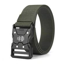 Fashionable Tactical Style Non-Slip Quick-Release Wide Men's Nylon Belt With Longer And Wider Plastic Buckle. A Great Tactical Style Men's Accessory For Father's Day, Perfect For Men. Breathable And Comfortable, Made Of Wear-Resistant Nylon. - Green - View 11