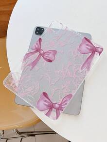 Bow-Knot Sweet Style Floral Bow Transparent Shockproof Aesthetic IPad Protective Case, Compatible With IPad 11th Generation, IPad A16, 10th Generation IPad And Other IPad Models - Clear - View 3