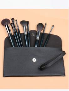 PU Minimalist Envelope-Style Makeup Brush Holder - Portable Snap-Button Hanging Pouch, Multi-Color Travel Cosmetic Storage Bag - Multicolor - View 3