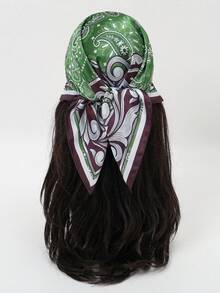 1pc Bandana Print Cashew Geometric Pattern Silky Scarf, Headband, Neckerchief, Headwrap - Multicolor - View 5