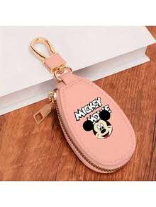 1pc Disney Licensed Mickey Mouse Key Holder Wallet, Zippered Key Case For Home & Car Keys Organization, Spacious & Minimalist Design - Multicolor - View 9