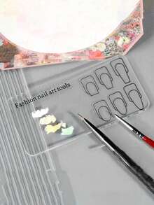 Acrylic Nail Art Training Practice Palette Reusable ,Transparent Thickened Manicure Flower Line Color Drawing Exercise Board Tool, Nail Practice Plate Mancure Training Practice Board - Multicolor - View 5