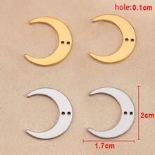 5pcs Stainless Steel Crescent Moon Pendant Charms, Double Hole, Suitable For DIY Necklace And Earring Making - Pendants - View 3