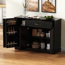 Modern And Elegant Sideboard With 3 Doors And One Drawer, Ideal For The Dining Room, Living Room And Hallway (Black) - 黑色 - 查看 5