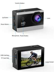 High-Definition, Long-Lasting, Waterproof Diving Sports Camera, Outdoor Sports Cycling DV Camera, DV Car Dash Cam, Mini Portable Sports Camera (Waterproof Case Needs To Be Tightened When In Use) - Black - View 11