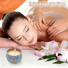 4支装香氛蜡烛套装（四种香型：茉莉、檀香、小苍兰、玫瑰），罐子随机发货。适用于蜡烛、沐浴、瑜伽、节日送礼、母亲节礼物等。 - 彩色 - 查看 7