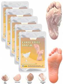 5双装足部去角质面膜 - 无酒精，蕴含玻尿酸和甘油，去除死皮，滋润肌肤，缓解脚后跟干裂，软化粗糙足部肌肤，适合秋冬季使用 - 白色 - 查看 11