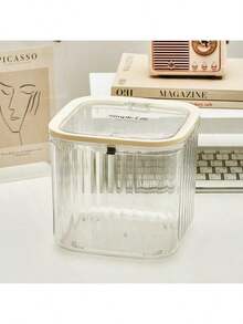1pc High Quality Transparent Small Desktop Trash Can, Multifunctional Makeup Vanity And Office Desk Organizer - Multicolor - View 8
