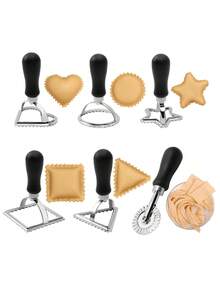 1pc Black Zinc Alloy Dumpling Mold, PP Non-Slip Handle Multi-Function Pressing Mold, 5 Shapes (Square/Round/Heart/Star/Triangle), Creative Party Pasta Mold Set, One-Press Shaping, Convenient & Durable, Easy To Make Fun Dumplings & Pastries, Stainless Steel Embossing Tool, Dumpling & Cookie DIY Baking Tool - Multicolor - View 12