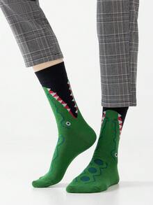 1/5 Pairs Unisex Dopamine Cartoon Abstract Shark, Crocodile, Zebra Patterned Artistic Design Combed Cotton Crew Socks, Suitable For Travel, Home, Office, Holiday Gifts - Multicolor - View 7