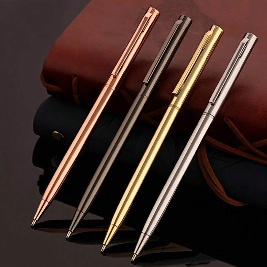 4 Premium Metal Ballpoint Pens, Medium Nib, Retractable - Stationery And Signature Pens - Business, Office, Special Occasions, Weddings, And Gifts - 混合顏色 - 查看 1