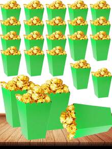 100/48/36/24/12 piezas/1 pieza Cajas de palomitas blancas, Cajas de palomitas mini de 2 x 4.5 x 3 pulgadas para decoraciones de noche de cine Navidad / Halloween - Pasto verde - Ver 27