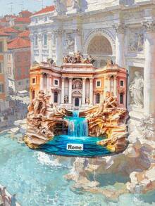 1 Peça Imã de Geladeira 3D da Fonte de Trevi, Roma, Itália, Imã de Lembrança de Viagem do Poço dos Desejos, Imã de Lembrança de Viagem de Ponto Turístico Pintado em 3D, Coleção Criativa de Viagem, Presente Criativo de Decoração Doméstica, Imã de Geladeira de Resina Artesanal 3D Em Alto Relevo, Decoração de Cozinha, Imã de Cenário Famoso, Presente Criativo de Decoração Doméstica para Amantes de Viagem - Multicolorido - Visão 2