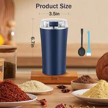 Electric Coffee Grinder, CoffeeBean And Spice Grinder,300w Powerful Power Portable With Heavy-DutyStainless Steel Grind Blades - 藍色 - 查看 4