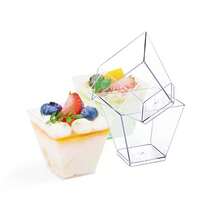 50pcs Mini Square Plastic Dessert Cups, 2oz Clear Pudding And Appetizer Bowls Suitable For Parties And Events - Transparent - View 5