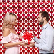 1/2/3/4pcs Red Heart Shape Tinsel Foil Fringe Streamers| Valentines Photo Backdrop, Streamer Backdrop For Birthday, Engagement, Wedding, Bridal Shower, Universal Fit - 1PC - 查看 5
