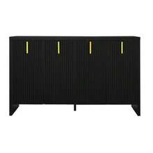 Modern And Minimalist Black Sideboard: The Perfect Combination Of Modular Storage And Elegant Design. This Sideboard Features Gold Handles And Adjustable Dividers. - Black - View 1