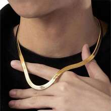 1件钛钢厚刃项链，5毫米宽，不褪色，适合日常佩戴和情侣佩戴 - 662男士寬蛇骨鏈 - 查看 2