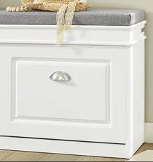 SoBuy Shoe Bench With Seat, Storage Bench With 2 Flaps, Narrow Shoe Cabinet With Bench & Shoe Rack, Space-Saving Shoe Storage For Hallways & Small Rooms, 104x52x24cm, White, FSR64-W - White - View 8