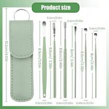 6-Piece Ear Wax Removal Tool Set - Ear Pick, Spoon & Curette Kit | With Storage Bag & Organizer Box | Home Ear Cleaning Essentials - 薄荷綠 - 查看 2