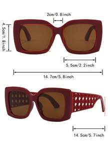 1副女士红色猫眼PC大框个性化镂空编织宽腿街头风旅行度假时尚眼镜 - 紅色 - 查看 4