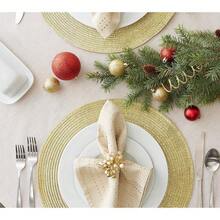 Set Of 6 Round Woven Metallic Placemats, Design Imports - Gold - View 6