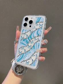 1pc Creative Asymmetrical Wave Patchwork Butterfly Pattern Painted Transparent Airbag Anti-Drop Phone Case Suitable Compatible With Samsung/Apple XS/XS Max/XR/11/12/13/14/14 Plus/15/15 Plus/16/16 Plus/7/8 Plus/17/17 Pro And Other Phone Models - Multicolor - View 4