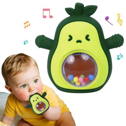 Tinabless 1pc Baby Silicone Avocado Teething Mitten, Suitable For Infants 3 Months+, Anti-Drop Wrist Teether, Satisfies Baby's Sucking Needs
