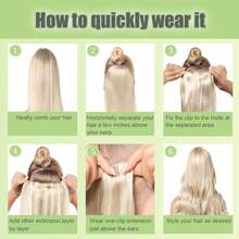 613号金色夹式接发，真人发双层缝制，巴西雷米真人发接发，每套8片，带18个夹子，长度14-28英寸 - S613 - 查看 5