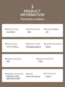 A 180ml Car Humidifier, Equipped With 2 Working Modes, A Colored Night Light, Silent Spray, Car Air Freshener, And A Small Bedroom Aromatherapy Diffuser, Available In Black, White, And Pink, Compatible With Aromatherapy Essential Oils. Ideal For Car Accessories, Home Decoration, Rooms, Offices - Model 988 - View 11