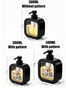 创意浴室洗手液瓶，配有手动泵，以海洋生物为主题，饰以蓝绿色海星、贝壳、鹅卵石和气泡等艺术图案，营造清新水彩美感，适用于浴室、厨房、洗手池等场所，可用于盛装洗手液、沐浴露和其他乳液。创意乳液瓶，乳液分配器，浴室配件。 - 彩色 - 查看 9