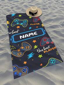 1pc Personalized Kids Beach Towel, Summer Birthday Gift, Summer Vibe, Girls Beach Travel, Customized Beach Towel, Swimming Pool, Beach Decor - Multicolor - View 3