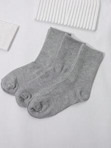 3双最佳中筒袜，黑色、白色、灰色，适合秋季居家穿着 - 灰色 - 查看 4